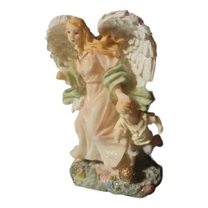 Vtg 2000 Cornerstone Creations Mistletoe Moments Angel Figurine Soccer Ball Boy